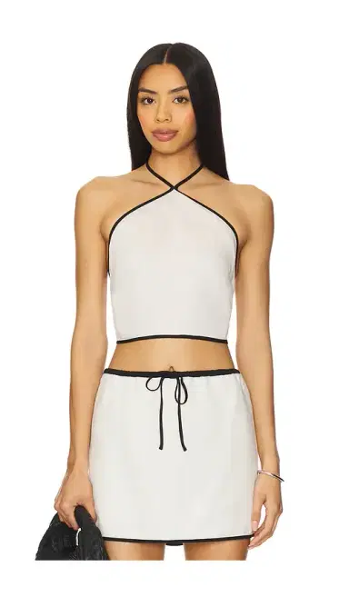 Onia Air Linen Cropped Halter Top | Thumbnail 1
