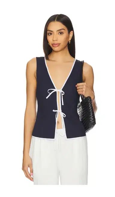 onia Air Linen Tie Front Top | Thumbnail 1 onia Air Linen Tie Front Top | Thumbnail 1
