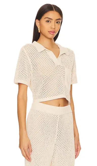 Onia Crochet Cropped Polo Top | Thumbnail 2 Onia Crochet Cropped Polo Top | Thumbnail 2