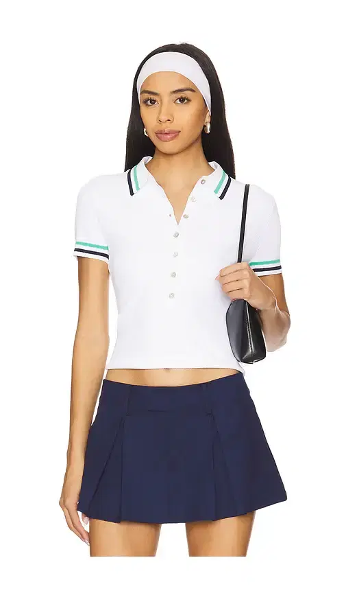 525 America Millie Johnny Collar Short Sleeve Top