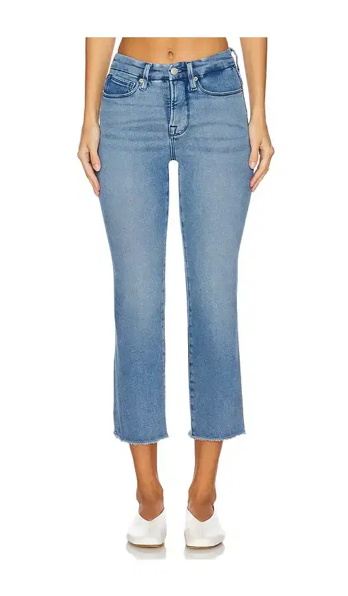Good American Good Petite Straight Split Pockets Jeans