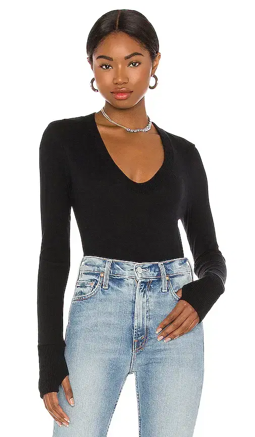 Enza Costa Cashmere Fitted V Neck Sweater