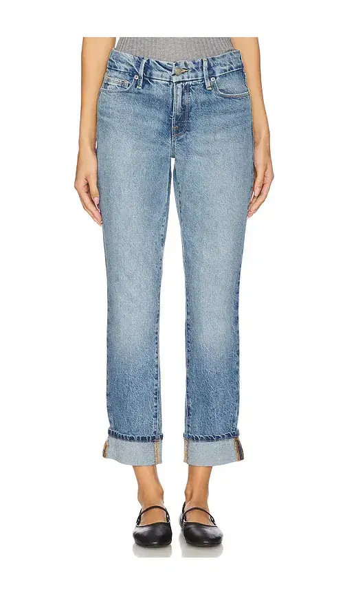 Good American Mid Rise Good Classic Cuffed Jeans