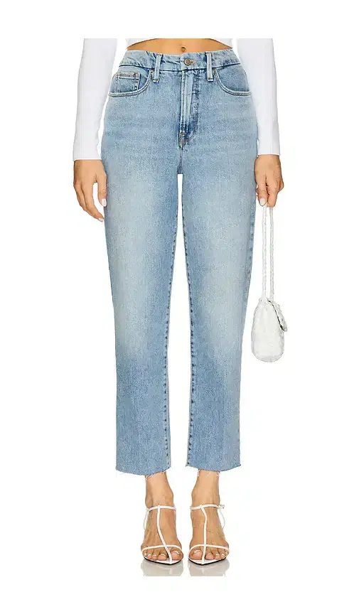 Good American Good Boy Straight Cropped Jeans