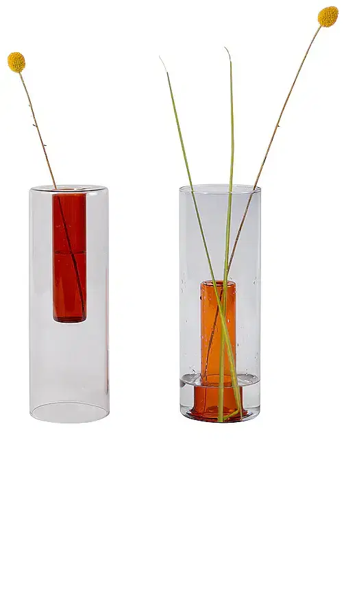 Block Design Large Reversible Glass Vase