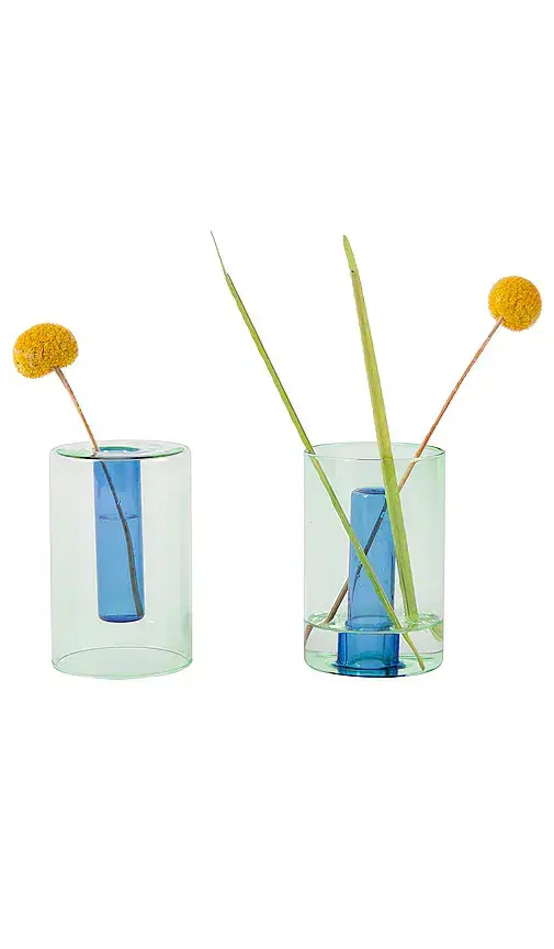 Block Design Small Reversible Glass Vase