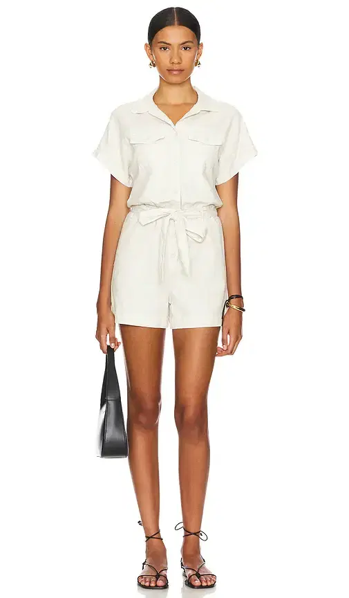 Bella Dahl Searose Rolled Sleeve Romper With Belt