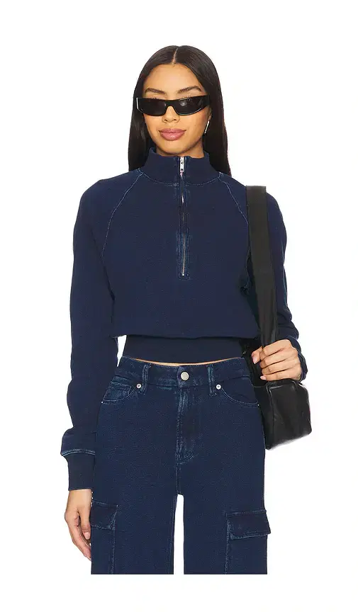 Good American Jeanius Mock Zip Pullover