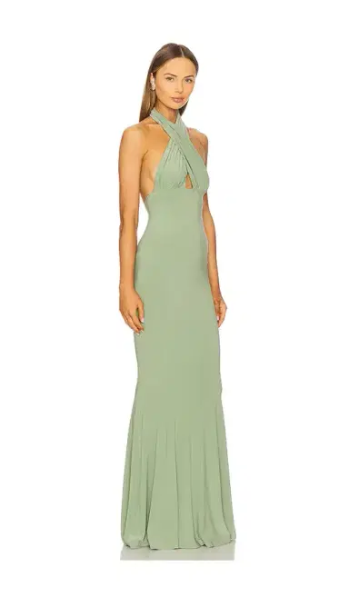Norma Kamali Cross Halter Fishtail Gown | Thumbnail 2 Norma Kamali Cross Halter Fishtail Gown | Thumbnail 2