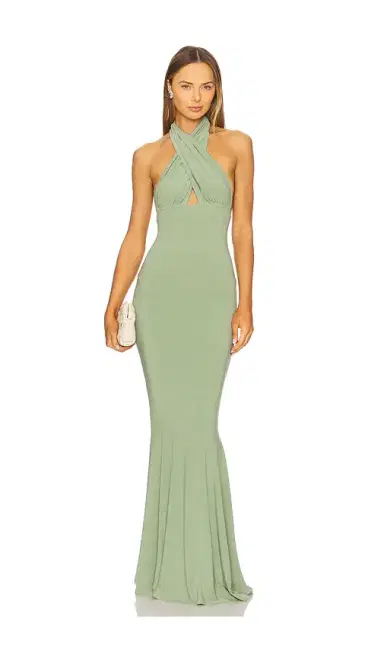 Norma Kamali Cross Halter Fishtail Gown | Thumbnail 1 Norma Kamali Cross Halter Fishtail Gown | Thumbnail 1