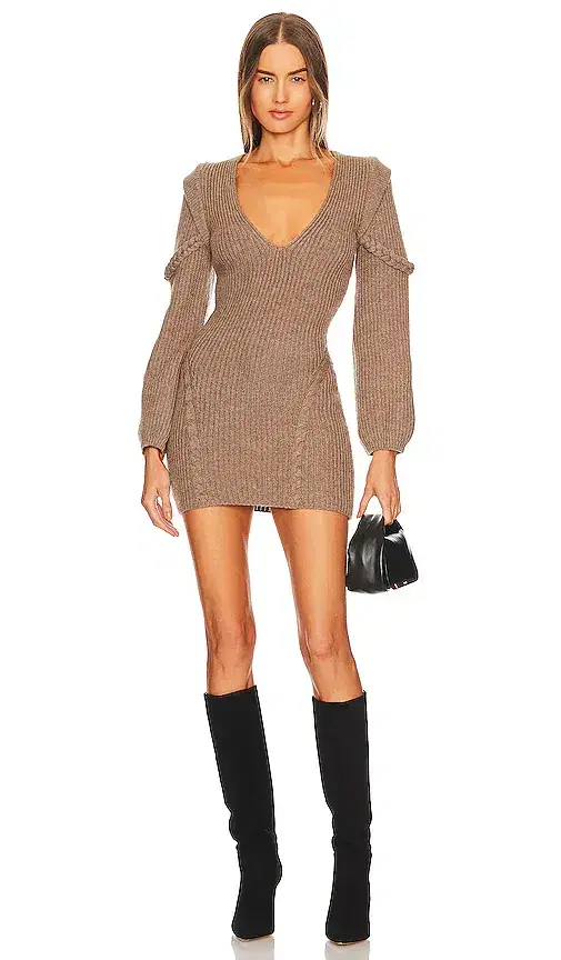 Michael Costello x REVOLVE Malina Deep V Neck Knit Dress