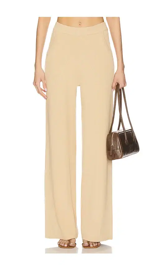 Fine Knit Ribbed Straight Leg Pant