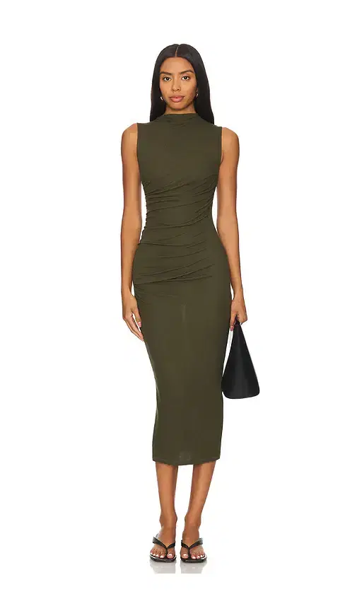 Silk Knit Sleeveless Twist Midi Dress