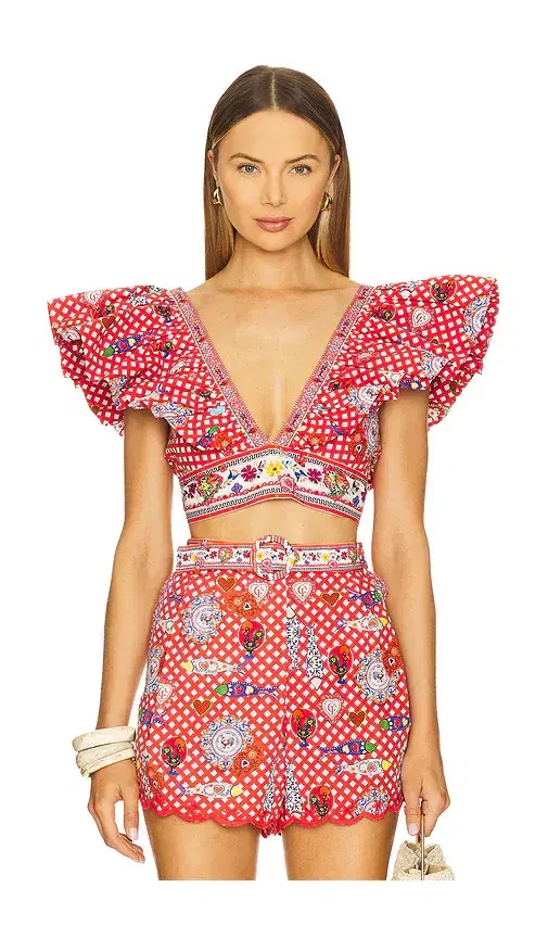Camilla Ruffle Wrap Top