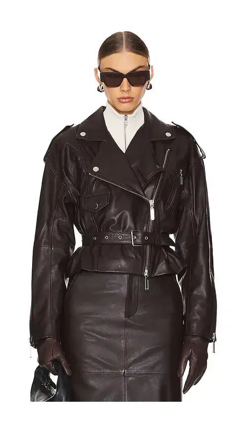 Camila Coelho Ambrosia Leather Moto Jacket