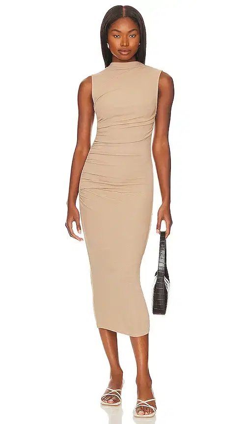 Silk Knit Sleeveless Twist Midi Dress