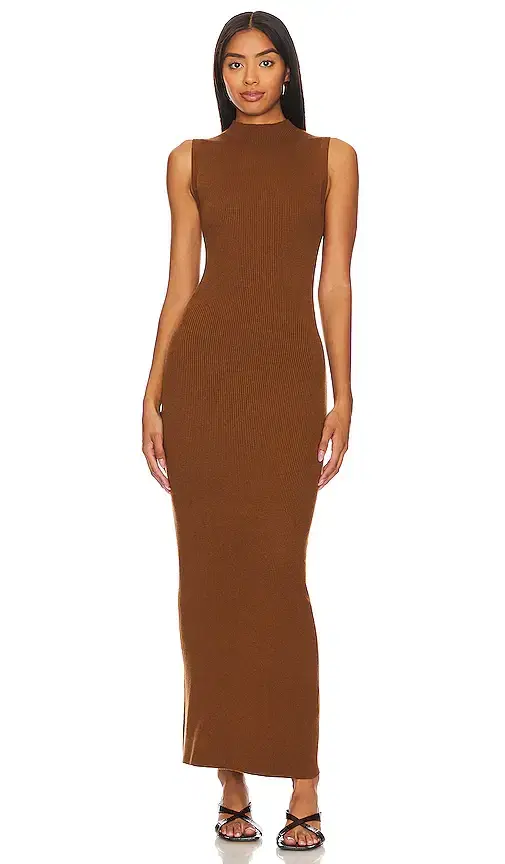 Silk Sweater Knit Mockneck Dress