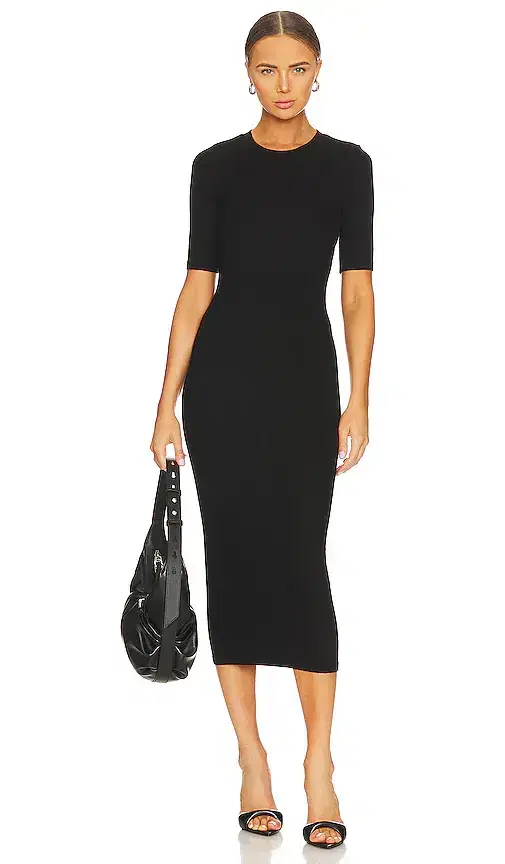 Half Sleeve Crew Midi Dress