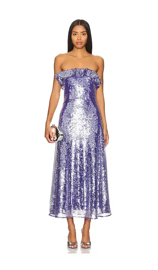 AMUR Braelynn Mesh Sequin Midi Dress