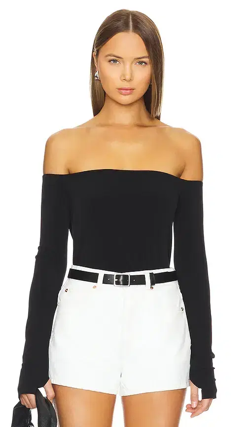 Norma Kamali Long Sleeve Off Shoulder Top