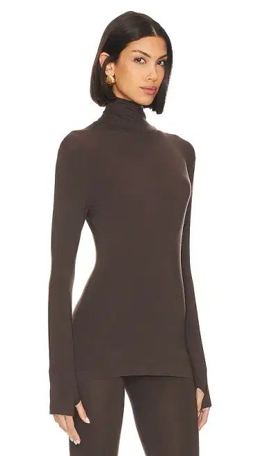Norma Kamali Slim Fit Long Sleeve Turtle Top | Thumbnail 2 Norma Kamali Slim Fit Long Sleeve Turtle Top | Thumbnail 2