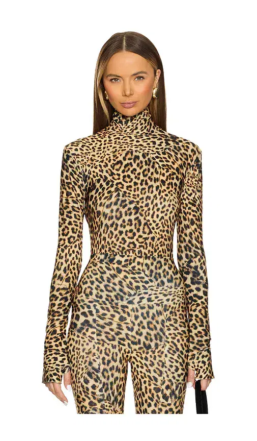 Norma Kamali Slim Fit Long Sleeve Turtleneck Top