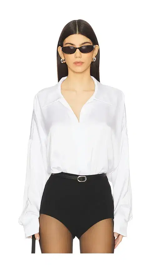 Norma Kamali Super Oversized Boyfriend NK Shirt Bodysuit