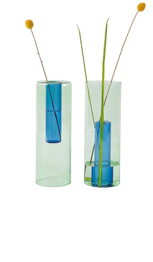 Block Design Large Reversible Glass Vase