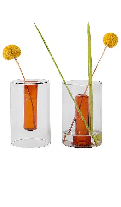 Block Design Small Reversible Glass Vase