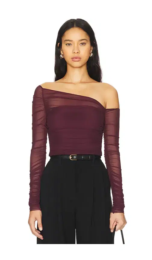 Shauna Asymetric Mesh Top