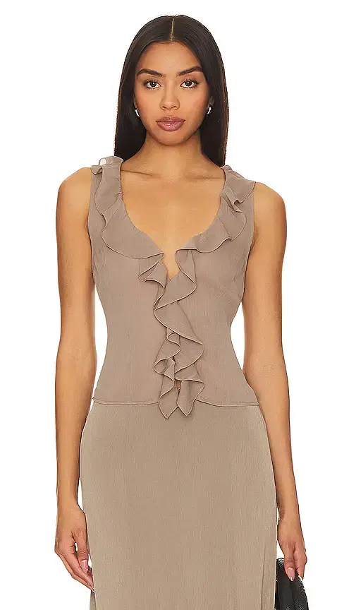 LIONESS Rose Ruffle Top