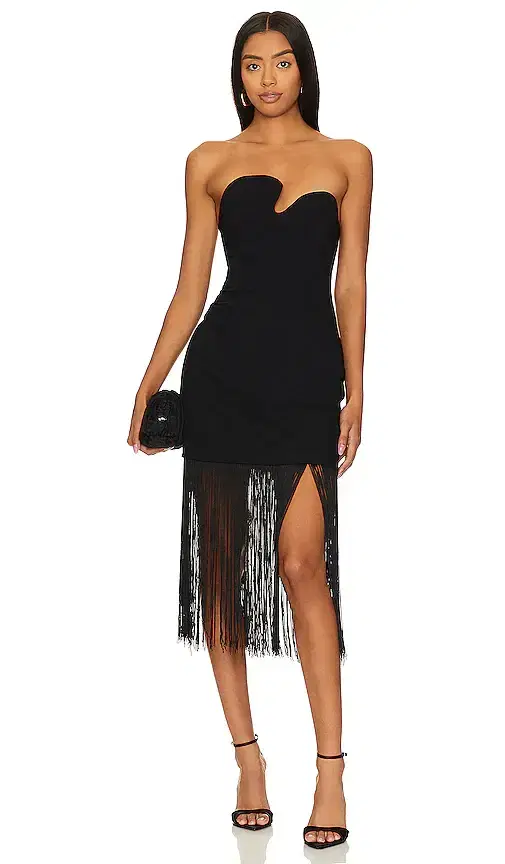 Amanda Uprichard Puzzle Strapless With Fringe Dress