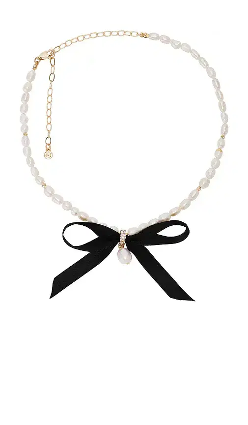 Ettika Velvet Bow Statement Pearl Choker