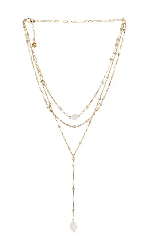 Ettika Forever Pearl 18k Gold Plated Multi-chain Choker