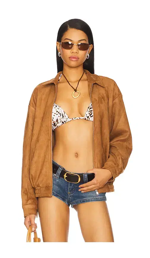 MORE TO COME Bella Faux Suede Fringe Jacket