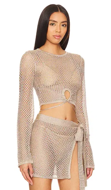 House of Harlow 1960 x REVOLVE Sana Metallic Open Stitch Top | Thumbnail 2
