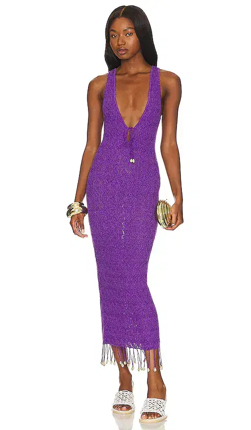 Camila Coelho Abeni Keyhole Midi Knit Dress
