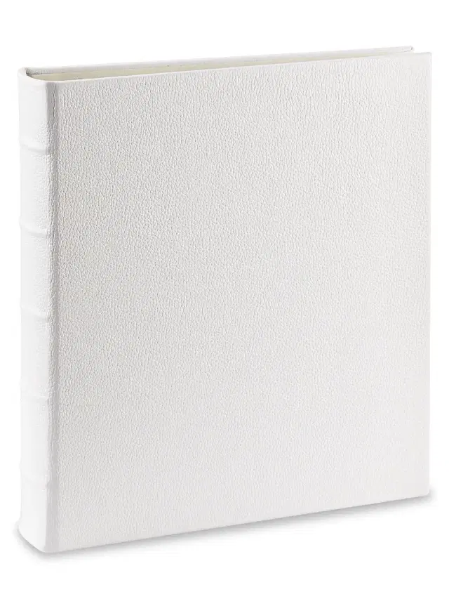 Medium Clear Pocket Pebbled Leather Album - White