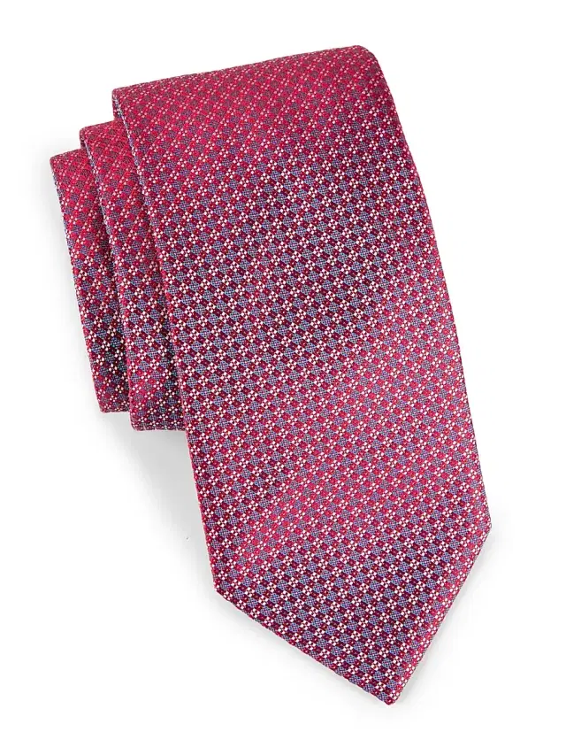 Men's Geometric Silk Tie - Red