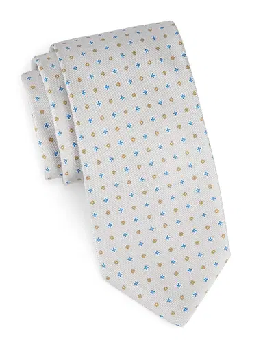 Eton Men's Micro Floral Silk Tie - Beige | Thumbnail 1