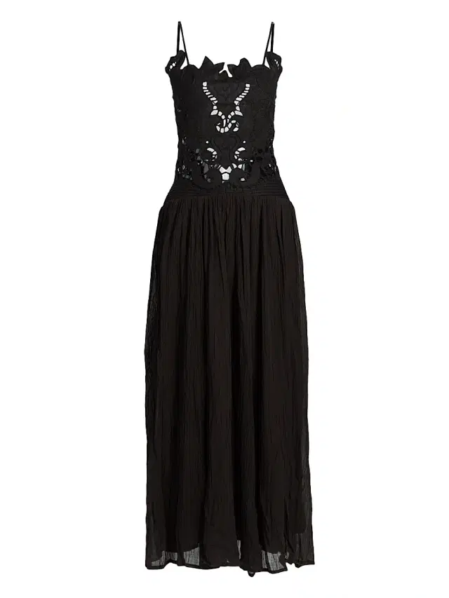 Maria Cher Women's Asuncion Taylor Cotton-Linen Midi-Dress - Black