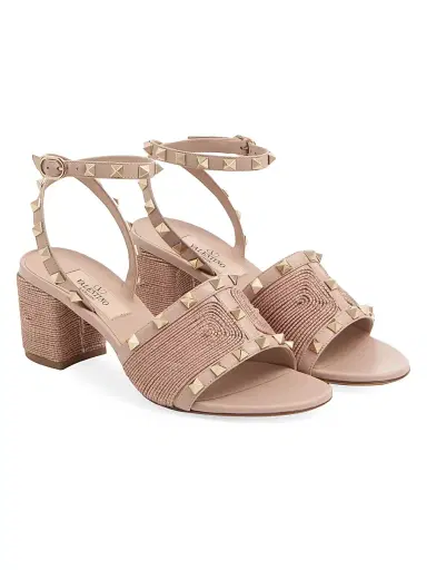 Valentino Garavani Women's Rockstud Calfskin Sandals 60MM - Beige Rose - Size 5.5 | Thumbnail 2 Valentino Garavani Women's Rockstud Calfskin Sandals 60MM - Beige Rose - Size 5.5 | Thumbnail 2