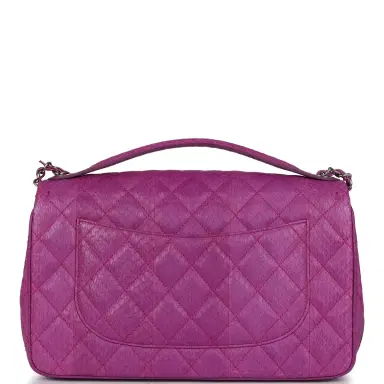 Chanel Pre-owned Chanel Medium Easy Carry Flap Bag Purple Python Silver Hardware | Thumbnail 5 Chanel Pre-owned Chanel Medium Easy Carry Flap Bag Purple Python Silver Hardware | Thumbnail 5