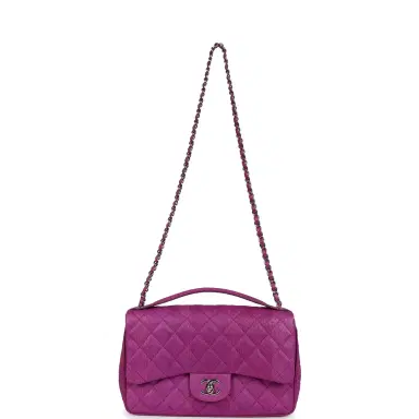 Chanel Pre-owned Chanel Medium Easy Carry Flap Bag Purple Python Silver Hardware | Thumbnail 7 Chanel Pre-owned Chanel Medium Easy Carry Flap Bag Purple Python Silver Hardware | Thumbnail 7