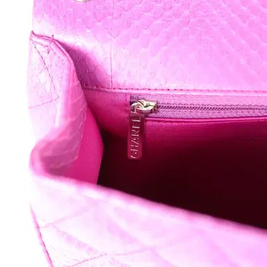 Chanel Pre-owned Chanel Medium Easy Carry Flap Bag Purple Python Silver Hardware | Thumbnail 10 Chanel Pre-owned Chanel Medium Easy Carry Flap Bag Purple Python Silver Hardware | Thumbnail 10