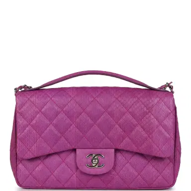 Chanel Pre-owned Chanel Medium Easy Carry Flap Bag Purple Python Silver Hardware | Thumbnail 1 Chanel Pre-owned Chanel Medium Easy Carry Flap Bag Purple Python Silver Hardware | Thumbnail 1