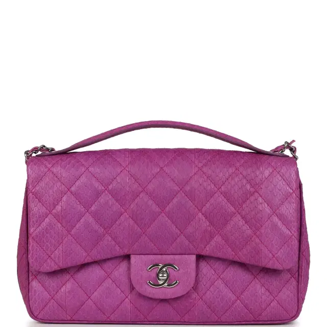 Chanel Pre-owned Chanel Medium Easy Carry Flap Bag Purple Python Silver Hardware
