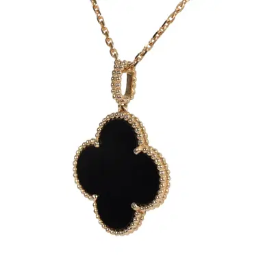 Van Cleef & Arpels Van Cleef & Arpels Magic Alhambra Long Necklace 1 Motif Onyx 18K Yellow Gold Hardware | Thumbnail 3