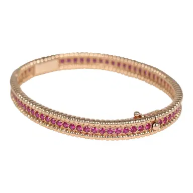 Van Cleef & Arpels Van Cleef & Arpels X-Small Perlee Ruby Bracelet Diamonds & 18K Rose Gold Hardware | Thumbnail 2