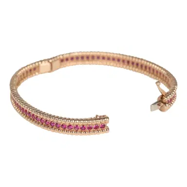 Van Cleef & Arpels Van Cleef & Arpels X-Small Perlee Ruby Bracelet Diamonds & 18K Rose Gold Hardware | Thumbnail 3